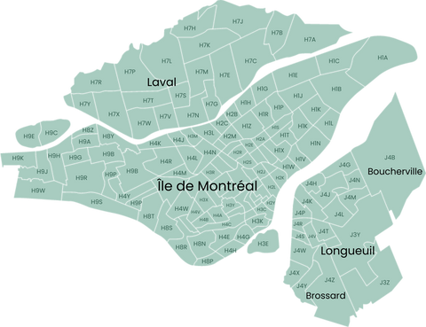 Carte de la région du Grand Montréal